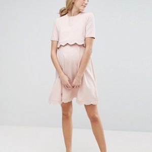 ASOS Maternity NURSING Scallop Dress with Short Sl